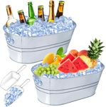 4 Gallon Ice Buckets for Parties, IKAYAS Galvanized Metal Ice Bucket Ice Tub with Scoop for Cocktail Bar Mimosa Bar Supplies, Large Champagne Bucket Beer bucket Metal Tub (2 Pack)