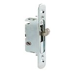 HauSun Mortise Lock with 45 Degree Keyway and Round Faceplate,Adjustable,Spring-Loaded Hook Latch Replacement for Sliding Patio Doors Constructed of Wood, Aluminum and Vinyl, 4-5/8"