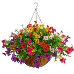 Bo Wawa Home Decoration Multicolore Silk Flower Fake Flowers DIY Chain Hanging Basket Garden Wedding Ornaments Artificial Flower Violets (Big Basket)