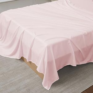 King Size Flat Sheet Only - Ultra Soft & Breathable Brushed Microfiber Top Sheet Only for King Size Beds, King, Pale Pink