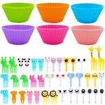 52 PCS Bento Box Lunch Box Kit, DaKuan Bento Box Accessories,12pcs Silicone Cupcake Liners with 40pcs Food Picks