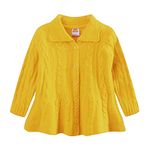 Mud Kingdom Little Girls Cardigan Sweater with Turn-Down Collar Knit Yellow 7-8 Years