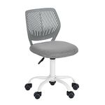 Homy Casa Desk Chair Adjustable Swivel Office Chair Fabric Seat Ergonomic Task Chair without Armrest, Gray