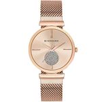 Giordano Eleganza Collection Stylish Watch Suitable for Women with Crystal Studded Dial Water Resistant Wrist Watch to Compliment Your Look/Ideal Gift for Female & Girls - GD-4066