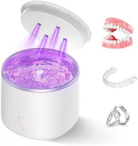 Limpiador Ultrasonidos Dental Limpieza Recargable, Portátil Limpiador Ultrasónico para Dentaduras Postizas, Alineadores, Retenedores, Joyas, 2 Modos, 49KHz