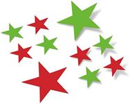 Set of 30 Stars Vinyl Wall Graphic Decals Stickers - 2 & 4 inch (Lime Green/Red)