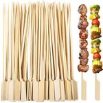 Lanjue 200 Pieces Bamboo Paddle Skewers 18CM, Flat Burgers Sticks Children Kids Wooden Fruits Picks Cocktail Barbecue Kebabs for Buffets Party Fountain Fondue Stick Holders (5615)