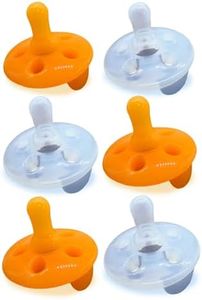 Baby Shusher Shushie Soothing Silicone Pacifiers - Baby Pacifiers 0-6 Months, Binkies for Newborns, BPA-Free, Hospital Grade - Orange & Clear (Pack of 6)