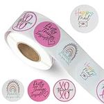 Assorted Cute Mailing Packaging Stickers/Roll of 500 with 4 Fun Designs / 1.5" Round Glossy Stickers for Small Business/Happy Mail/Thank You for Your Business/Pretty Things Inside