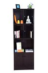 DeckUp Cove Engineered Wood Book Shelf and Display Unit Cabinet (2 Doors ,Dark Wenge, Matte Finish)