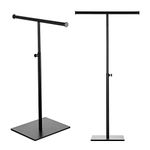 bjewego Tabletop Purse Display Stand - Set of Two Tabletop T Bar Handbag Display Stand - Adjustable Height Double Hook Hanging Jewelry Stands for Long Necklaces (Black)