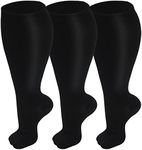 3 Packs Plus Size Compression Socks Wide Calf For Women & Men - Large Size Knee High Support Stockings