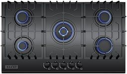 Empava 36" Gas Stove Cooktop NG/LPG Convertible with 5 Italy Sabaf Sealed Burners in Black Tempered Glass, 36 Inch