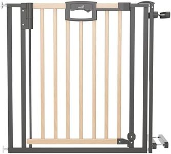 Geuther Treppenschutzgitter Easylock Plus | Türschutzgitter ohne Bohren inkl. Klemmen | Breite 100-108,5 cm | Türgitter Baby | Kinderschutzgitter beidseitig öffnend | Natur-Anthrazit