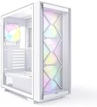 Montech AIR 1000 Premium White ATX Mid Tower Case - 3 x 140mm,1 x 120mm ARGB Fans Pre-Installed - Swivel Glass Side Panel - Both Detachable Mesh and Tempered Glass Front Panel