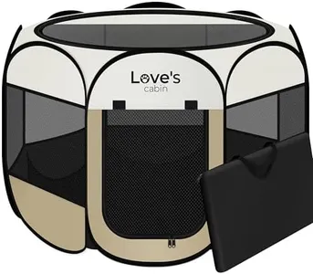 Love's cabin Pet Puppy Dog Playpen, Large Dog Tent Crates Cage Indoor/Outdoor, Portable Playpen for Cat, Foldable Pop Up Dog Kennel Playpen with Carring Case, Removable Zipper Top, Khaki