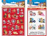 Bundle of 1 Paw PatrolTemporary Tattoos 24Ct and 1 pack of Paw Patrol stickers 92ct, Party supplies