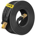 ARISKEEN Cat 8 Ethernet Cable 10M, High-Speed 40Gbps 2000MHz Network Cable Braided Flat Gigabit Rj45 STP Shielded Internet Network Lan Cable Cord for Modem Router PC