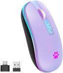 KARFUN Wireless Mouse, 2.4G Rechargeable Wireless Mouse, Backlit LED Portable Slim Computer Mouse for Laptop, PC, Computer, MacBook, iPad, Chromebook, Notebook (Light Purple)