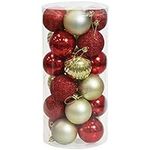 Sunnydaze Merry Medley 24-Count 60mm Shatterproof Christmas Ball Ornaments with Hooks Included - Red/Gold