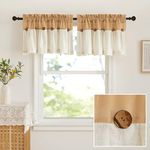 NICETOWN Linen Button Farmhouse Valances for Small Window, Country Rustic Rod Pocket Burlap Curtain Valances for Living Room Bedroom, Boho Valances for Home Decor, 2 Pcs, 42" W x 18" L, Burlap