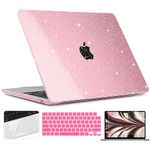 TWOLSKOO for M3 MacBook Air 13.6 Inch Case 2022 2023 2024 Release A2681 M2 A3113, Glitter Bling Hard Shell Cover with Trackpad Film & Keyboard Cover & Screen Film for MacBook Air 13.6", Star Pink