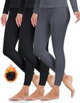 ZUTY 3 Pack Thermal Long Johns Fleece Lined Leggings for Women Underwear Tights Warm Winter Base Layer Pants Black-Black-Grey M