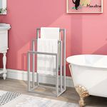 DUMEE Freestanding Towel Holder with 3 Towel Stands Rail for Bathroom Accessories Organizer, Bath & Hand Towels Storage, Grey