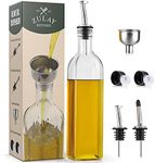 Zulay Olive Oil Dispenser For Kitchen, Glass Oil Container With Spout, Oil Decanter/Cruet Dispenser, Bottle Dispenser With Pourers and Funnel, 17oz Bottle (Clear)