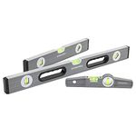 WORKPRO Torpedo Level, 3-Piece Spirit Level Set, 9"(Magnetic), 16"(Non-Magnetic), 24"(Non-Magnetic), Bubbles Measuring, Clear, Green.