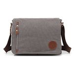 Vintage Canvas Messenger Bag, 13 Inch Laptop Shoulder Bag Satchel for Men Women School Work And Daily Use (Gray)