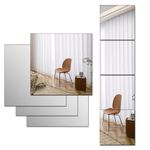 Beser Lee Large Full Body Length Acrylic Mirrors Stickers for Walls, 4pcs HD Plexi-glass Mirror, Shatterproof Wall-Mounted Mirrors Stick On Mirror Makeup Home Workout Gym Hallway Tile Self Adhesive