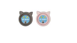 Cat Bowls - 2 Pack May Receive in Assorted Colors of Pink, Grey and Blue