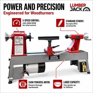 LUMBER JACK Mini Wood Lathe – Compact Benchtop Turning Tool