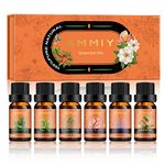 AMMIY Essential Oils Gift Set, Aromatherapy Diffuser Oils Natural, Diffuser Oils Fragrance Set 6*10ml, Aromatherapy Oil Fresh with Lavender, Gardenia, Cherry Blossom, Eucalyptus, Tea Tree, Peppermint