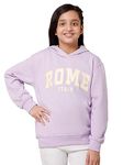 Alan Jones Clothing Girls Cotton Blend Hooded Neck Regular Sweatshirt (Gl22-Sw101-Pr-9.10Yrs_Light Purple_9Years-10Years), 9 - 10 Year