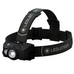 Ledlenser, MH8 Lightweight Rechargeable Headlamp with Removable Headstrap, High Power LED, 600 Lumens, Hands-Free Light for Outdoor, Backpacking, Hiking, Camping, Fishing, Black