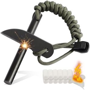 VVAAGG Flint Fire Starter Survival Kit: Ferro Rod with Paracord Rope Striker and 14 Waterproof Fire Plugs Camping Essentials