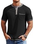 COOFANDY Henley Shirts for Men Classic Slim Fit Tee Vintage Basic Button Henley Shirts Short Sleeve Summer Fashion T Shirts