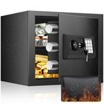 1.2 Cuft Safe Box, Home Safe with Fireproof Waterproof Bag, Anti-Theft Digital Security Lock Box with Smart Alert System, Removable Shelf, Mute Function, Personal Safes Box for Money Jewelry