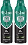 Mitchum Invisible Men 48HR Protection Aerosol Deodorant & Anti-Perspirant, No White Marks, Alcohol Free, Pure Energy, 200 ml (Pack of 2)