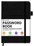 Password Book with Alphabetical Tabs – Hardcover Internet Address & Password Organizer – Password Keeper Notebook for Computer & Website – 5.2 x 7.6" Log-in Password Journal w/Thick Paper (Black)