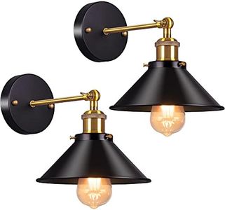 AWEKLIY Retro Wall Light, Metal Industrial Wall Light, Hardwired Wall Light, E27 180 Degree Adjustable Indoor Wall Light for Dining Room, Gallery, Aisle, Black (Pack of 2)
