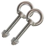 AIVOOF Shoulder Eye Bolt, 2 Pack M10 Stainless Steel Shoulder Eye Bolts 2.75" Eye Bolts Heavy Duty EyeBolts Screws in Eye Hooks with Washer and Nuts Muti-Function for Indoor Outdoor Thread Length 70mm