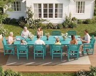 SERWALL HDPE Outdoor Dining Furniture, Outdoor Dining Set for 10, Aruba | Includes 2 Tables & 8 Armless Chairs & 2 Armrest Chairs. All-Weather Resistant Dining Furniture