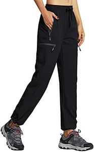 Libin Women's Cargo Hiking Pants Lightweight Quick Dry Capri Pants Athletic Workout Casual Outdoor Zipper Pockets, Black L