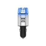 4WDKING Car Air Purifier Ionizer, 12V Plug-in Car Air Freshener Gadgets with Dual USB Charger Removes Cigarette Smoke, Pet and Food Odor, Ionic Ozone (Silver)
