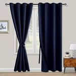 XWZO Grey Blackout Curtains 2 Panels with Tiebacks 84 Inches Long Thermal Insulated Grommet Room Darkening Drapes for Bedroom Living Room Office W52xL84