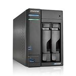 Asustor Lockerstor 2 AS6602T - 2 Bay NAS, Quad-Core 2.0GHz CPU, 2 2.5GbE Ports, 4GB RAM DDR4, 2 M.2 SSD Slots Network Attached Storage (Diskless)