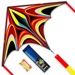 SGftre Red Large Delta Kites Easy to Fly for Kids Outdoor Activities Ages 4-8，Huge Kite for Kids and Adults，Comes with 328ft String Kite Handle (Power Triancle-Red)